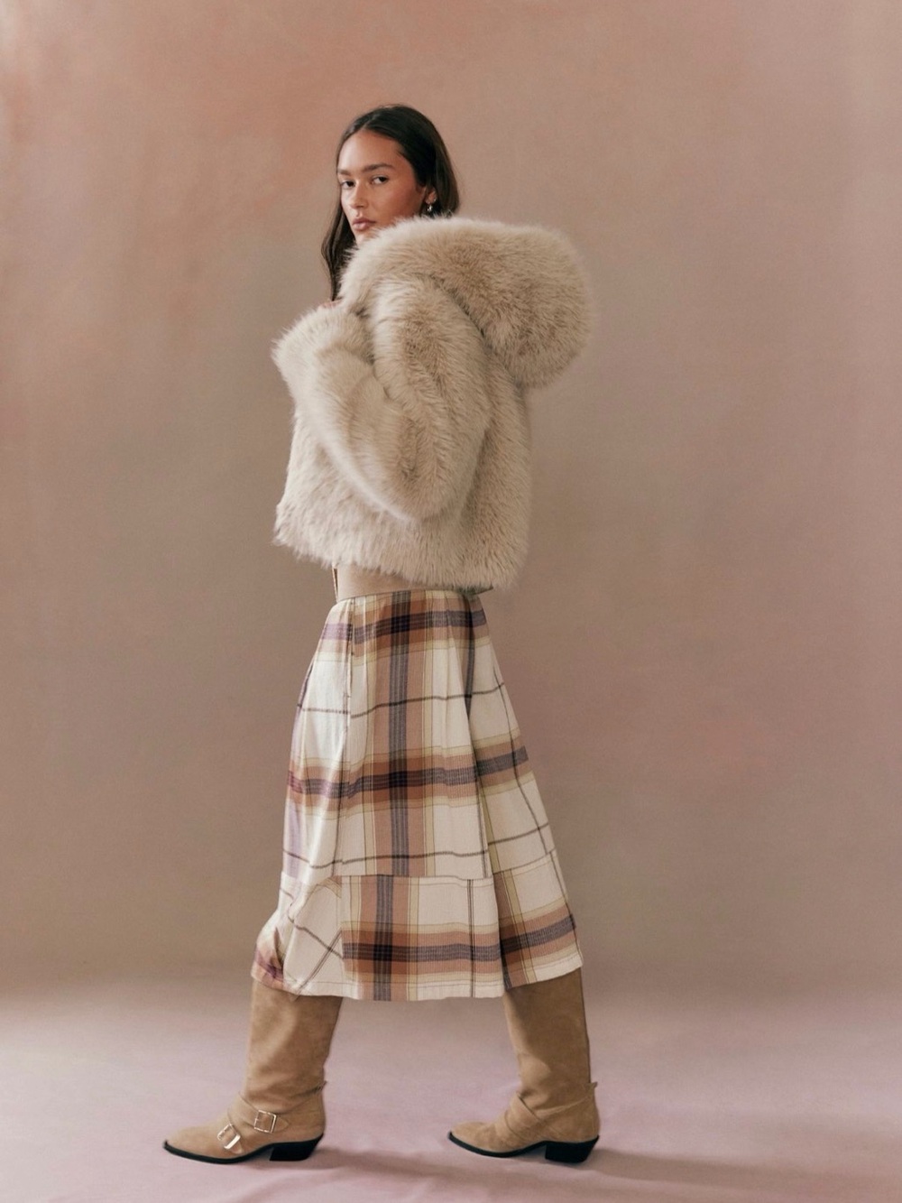Free People Ivy Puckered Plaid Crop Culotte Pants